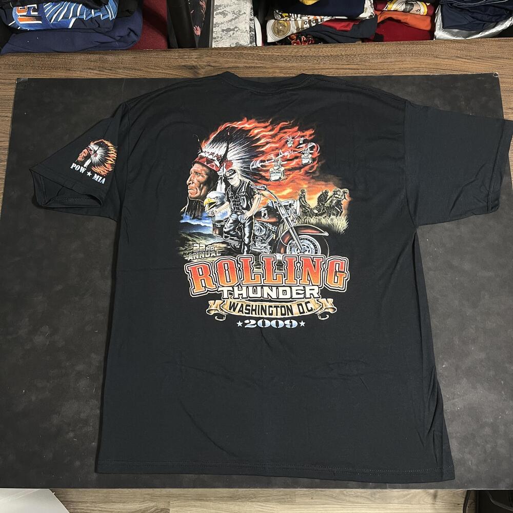 Rolling Thunder Washington DC Shirt Mens XL POW MIA 3D Emblem Biker Rally Harley